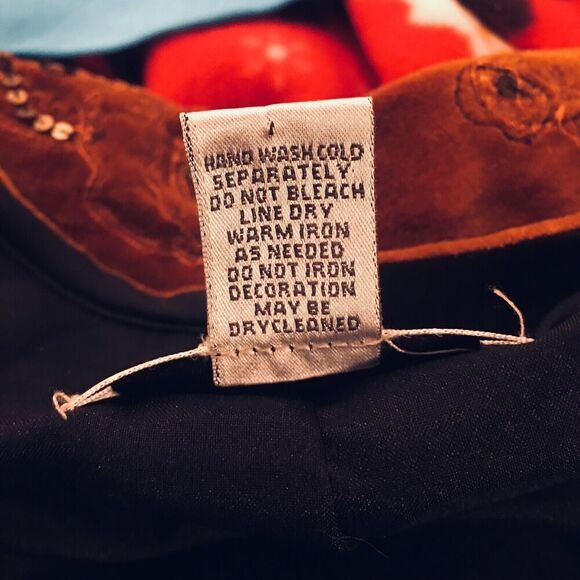 CHICO'S Boho Rust Velvet Cropped Beaded Embroidered Paisley Jacket 1 Small - Picture 8 of 8